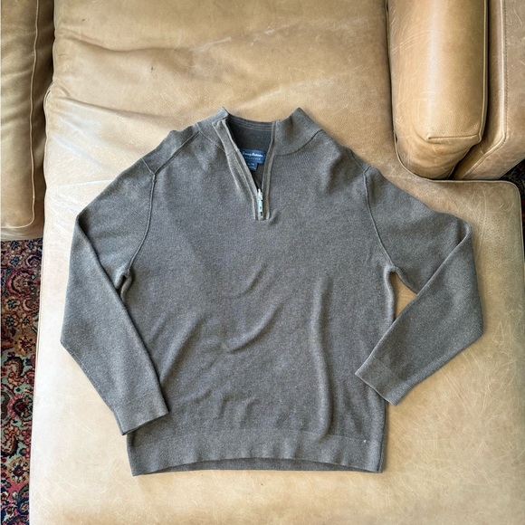 Tommy Bahama Mens Brown Reversible 1/4 Zip Sweater Pullover Size XL - Picture 1 of 6